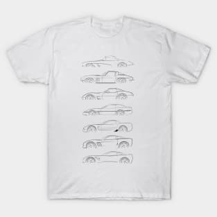 Evolution of the Corvette - profile stencil, black T-Shirt